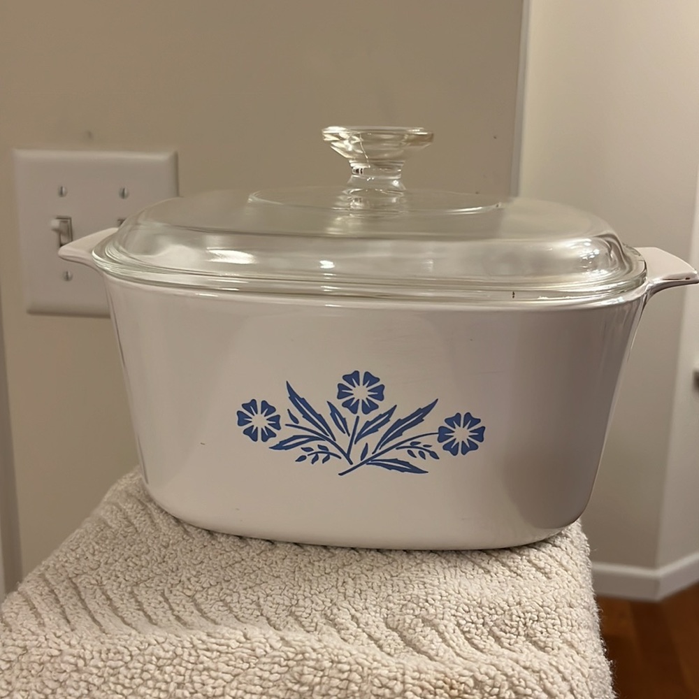 Vintage Corningware Cornflower Blue Square Baking Dish Glass Lid 3 Quart - Picture 3 of 14
